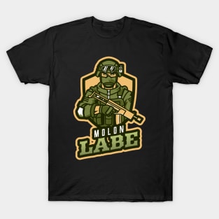 Military With A Rifle | Molon Labe T-Shirt